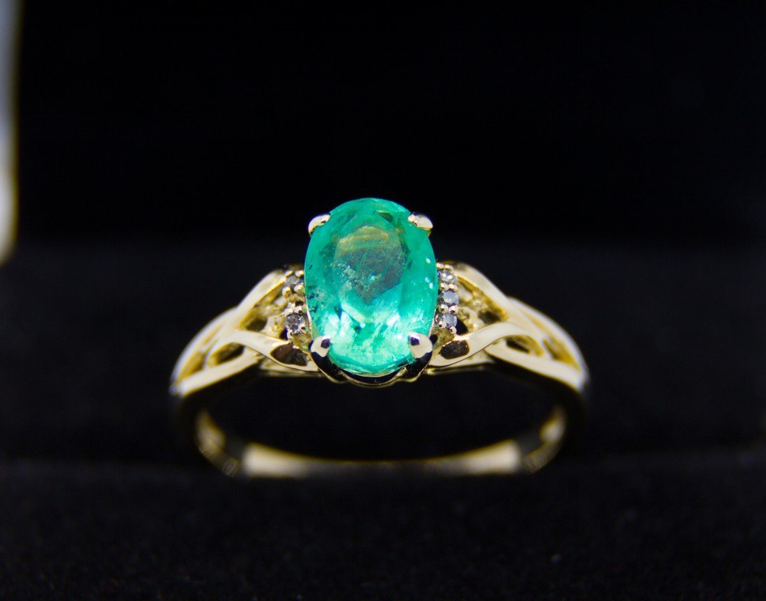 14K Gold Emerald Diamond Ring, 1.8ct (1 of 10)