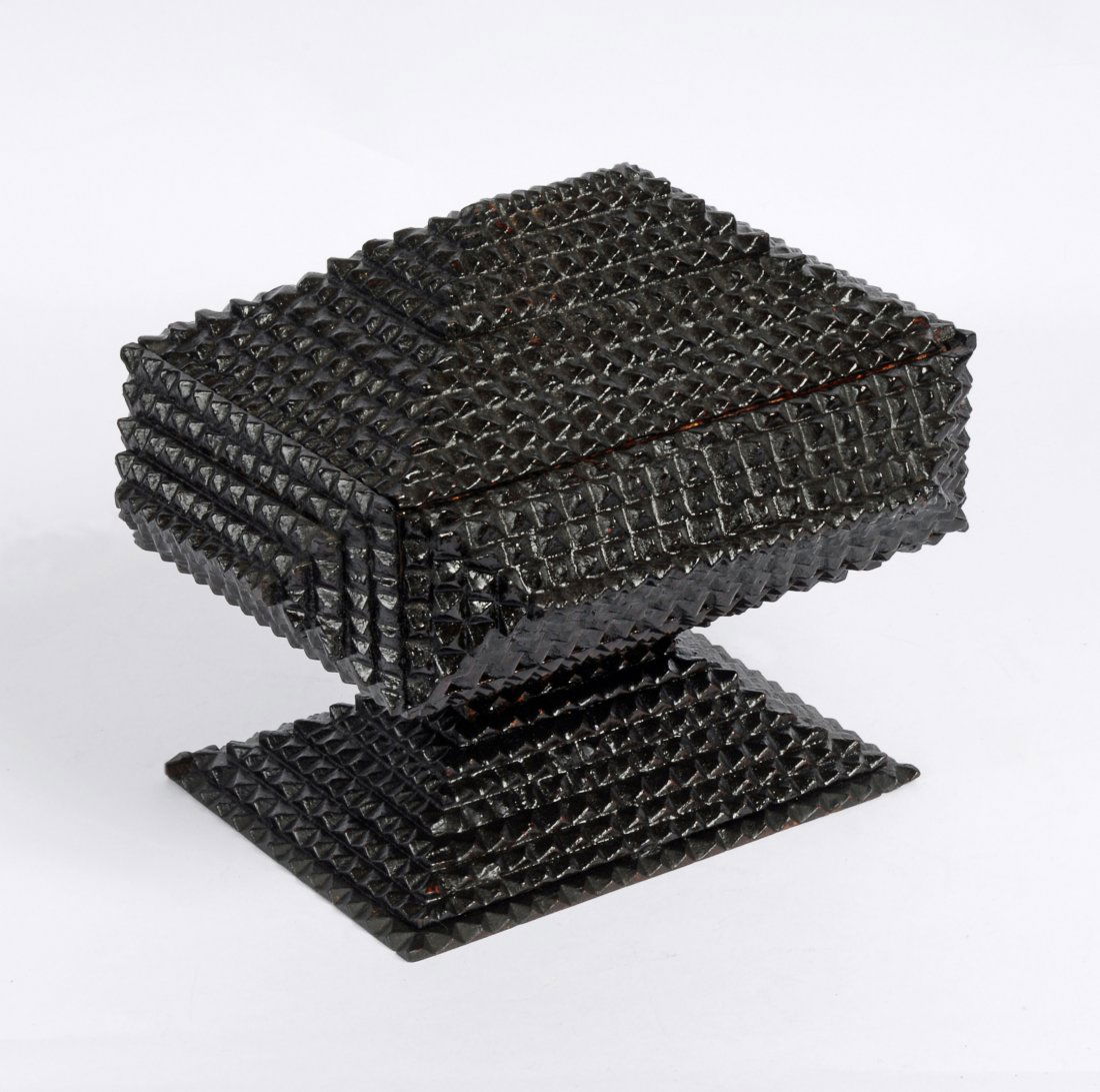 Tramp Art Pedestal Box, c 1910 (1 of 5)