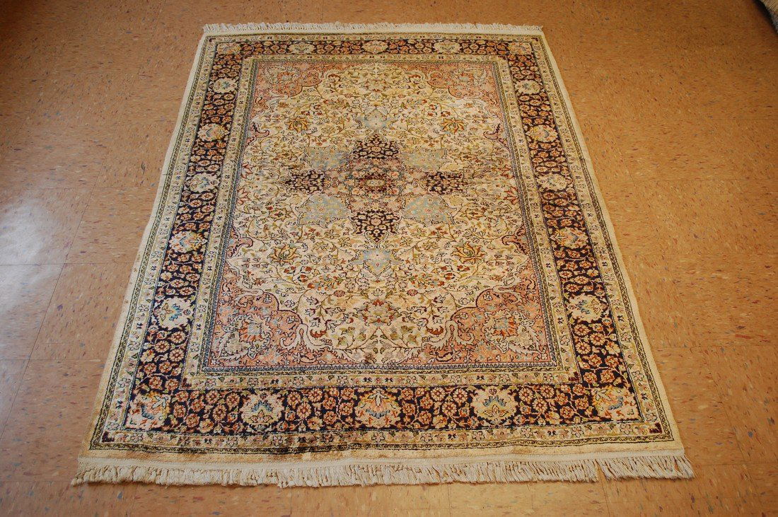 Fine Silk Persian Qome Rug 4x6 (1 of 10)
