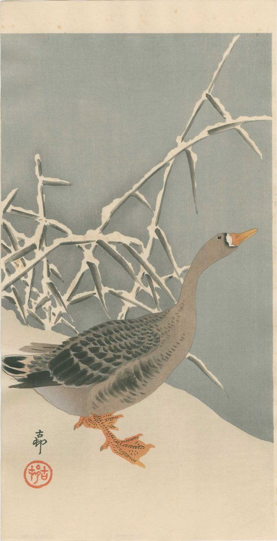 Ohara Koson: Wild Goose in Snow, 1930 (1 of 2)