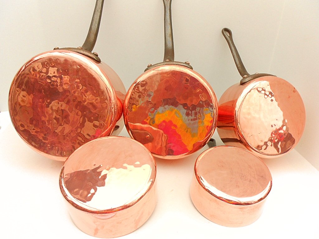 Five Gaor Villedieu Copper French Graduated Sauce Pans (1 of 7)