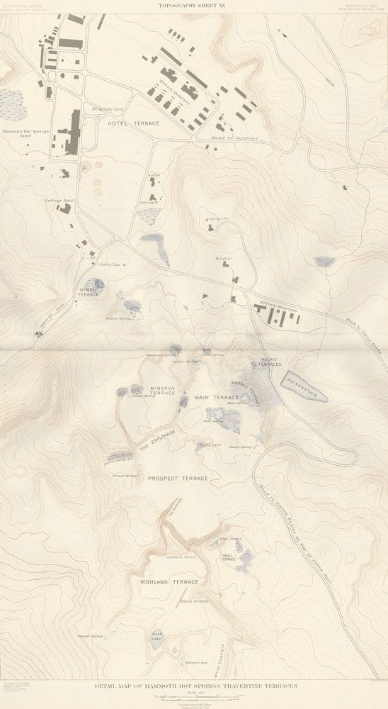 Map of Mammoth Hot Springs, Yellowstone National Park (1 of 1)