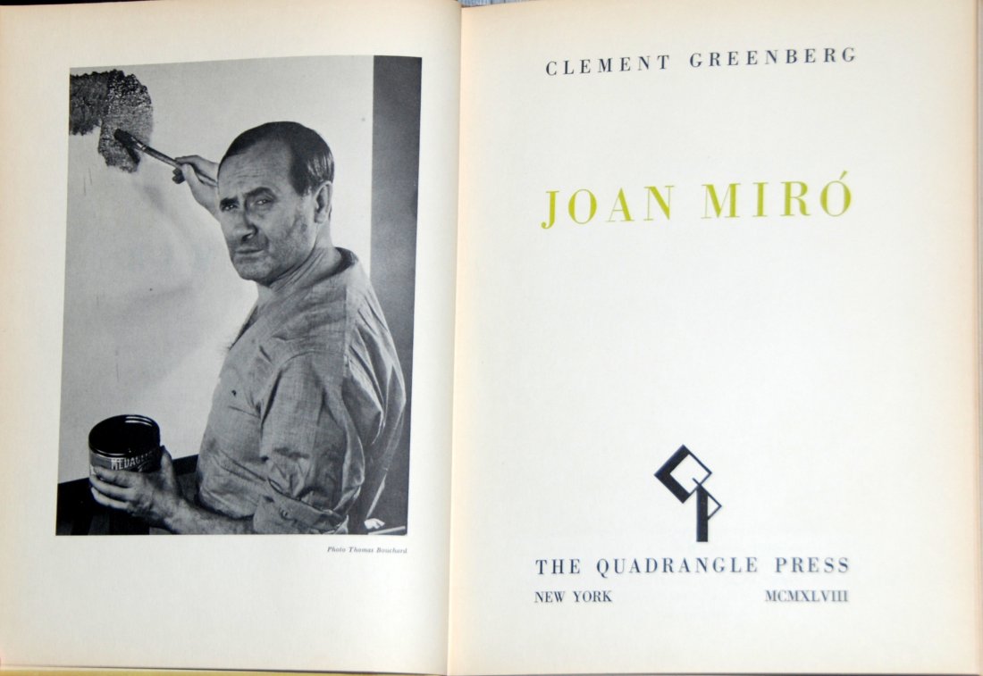 Clement Greenberg: Miro, Revised Edition: Book: Miro Author: Clement Greenberg Published: 1950 Revised Edition With a memoir by Ernest Hemingway Large format and large collection of Miro images Please note that this lot has a reserve. When yo