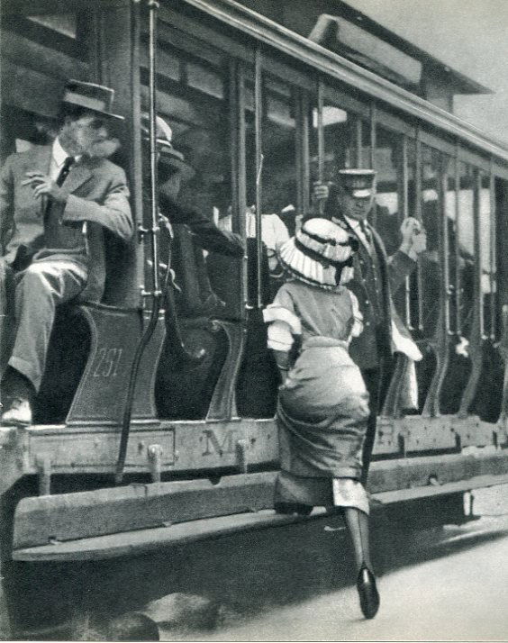 Unknown: Boarding the Trolley, Paris, Early 1900s (1 of 1)