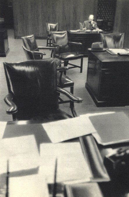 Robert Frank: Bank, Houston, Texas: Print Title: Bank, Houston, Texas Artist: Robert Frank Printing Date: 1958 Medium: Vintage Sheet-fed Gravure Printed In: France Image Size: 4.5 x 6.5 inches Robert Frank (b. 1924) is an American photo