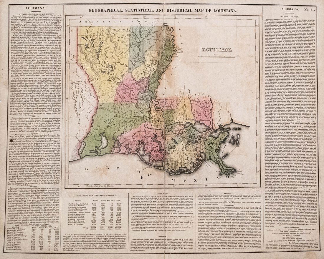 Geographical Statistical Historical Louisiana Map, 1822 (1 of 1)