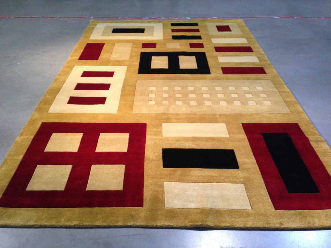 Modern Tibetan Hand Knotted Carved Wool Rug 6x9 (1 of 6)
