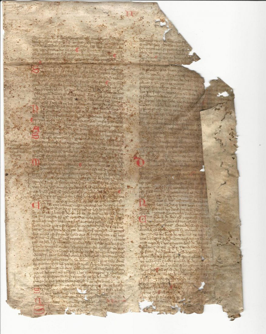 1350 Large Medieval Manuscript Leaf Law (1 of 2)