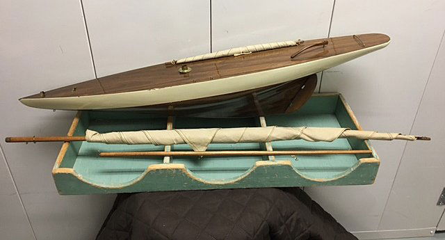 Folk Art Pond Boat Model, c 1940 (1 of 3)