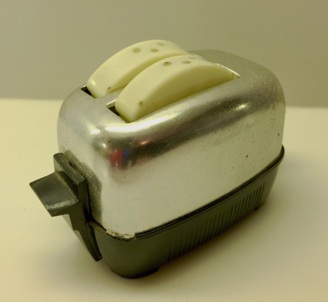 Art Deco Miniature Toaster Pop-Up Salt Shakers, 1940's (1 of 1)