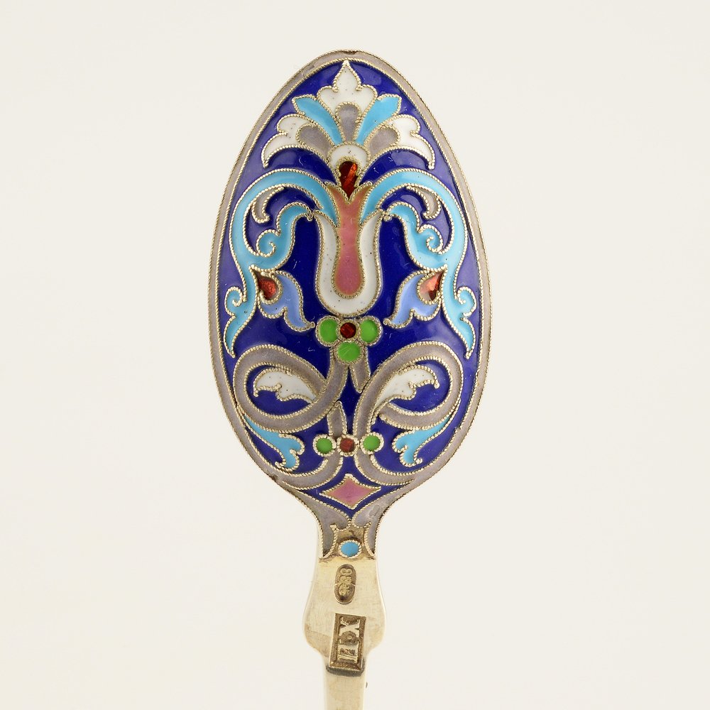 Russian silver & cloisonne enamel coffee spoon (1 of 4)