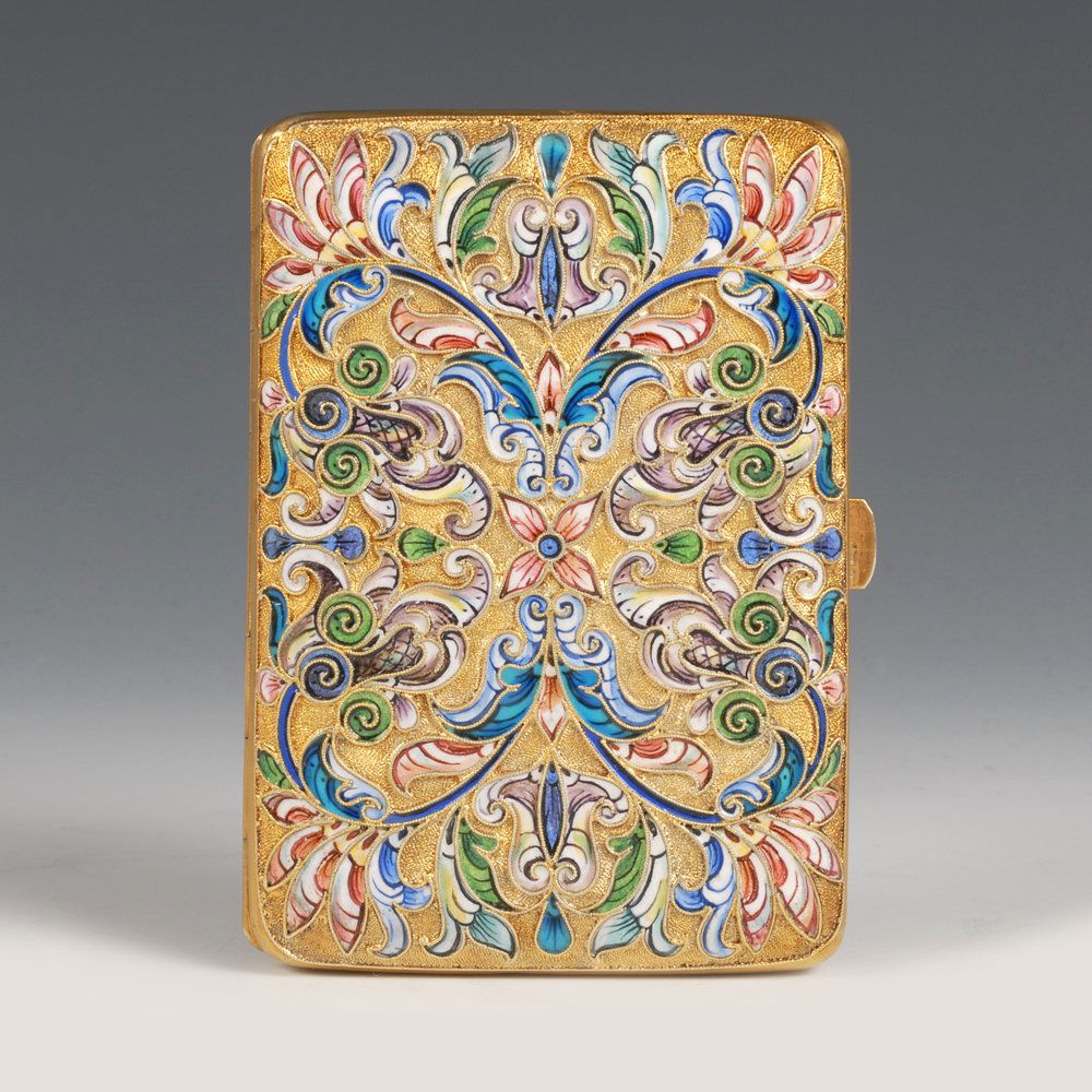 A Russian silver & cloisonne enamel cigarette case (1 of 4)