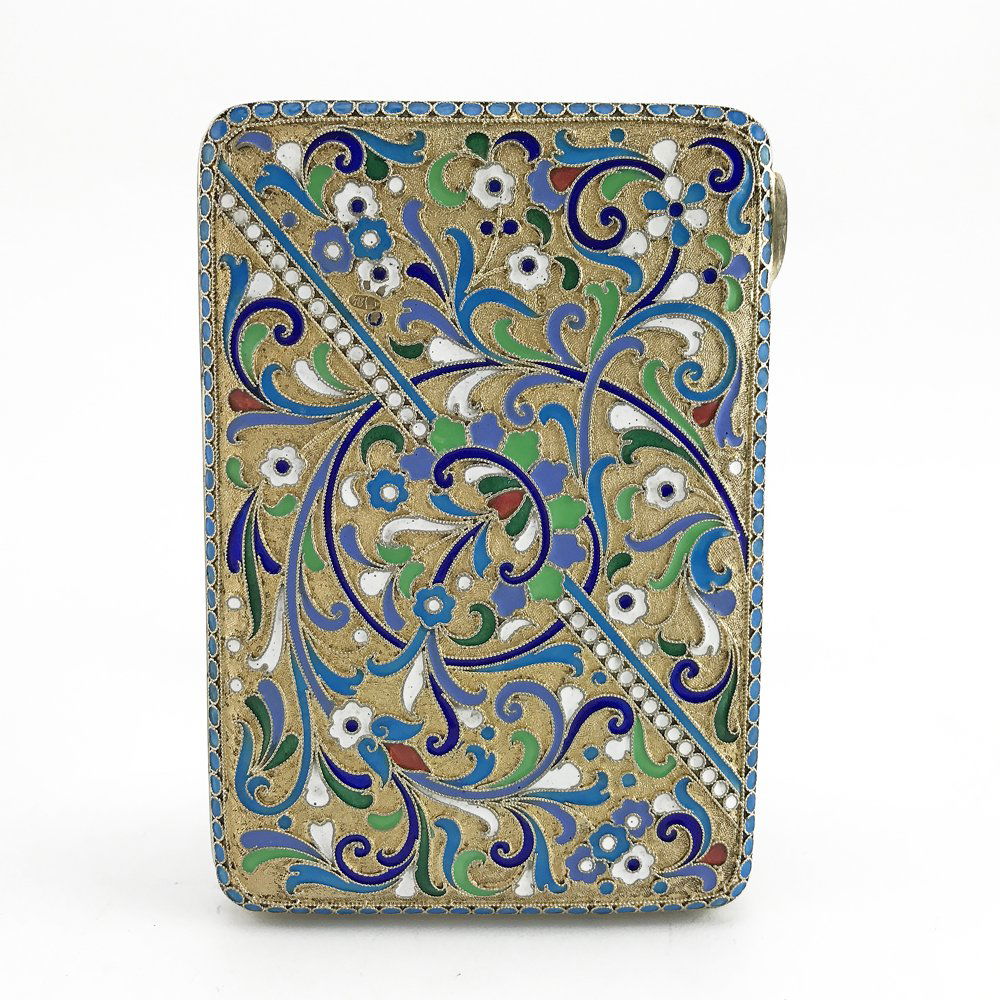 Russian gilded silver & cloisonne enamel cigarette case (1 of 6)