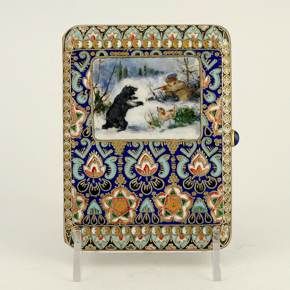A Russian silver cloisonne & enamel cigarette case (1 of 4)