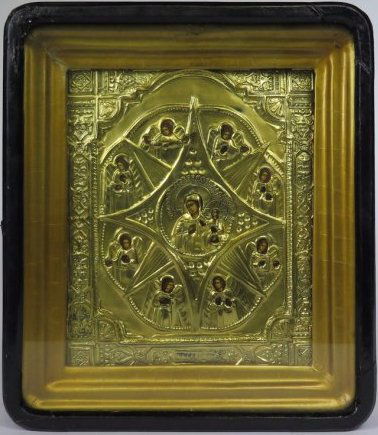 Unburnt Thornbush Madonna Oklad Russian Icon, 19th Cent (1 of 3)