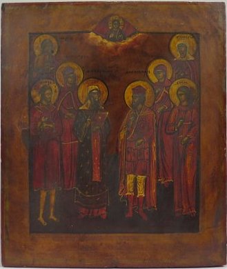 Russian Orthodox Icon of Eight Selected Saints, 19th C (1 of 3)