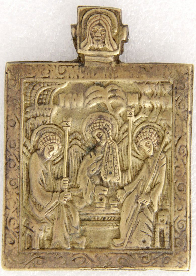 Old Testament Trinity Bronze Russian Icon, 18th Century (1 of 2)