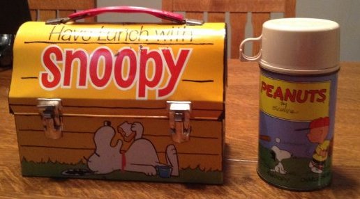 Snoopy Blue Cup Lunch Box with Thermos, 1968 (1 of 6)