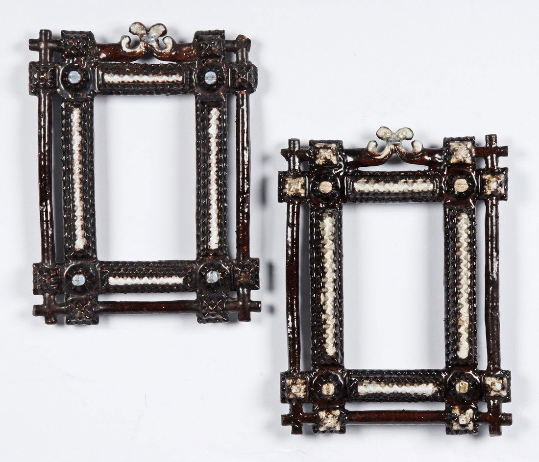 Pair of Redware Tramp Art Frames, c 1890 (1 of 4)