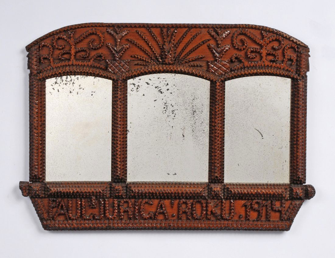 Triptych Tramp Art Mirror, 1914 (1 of 5)