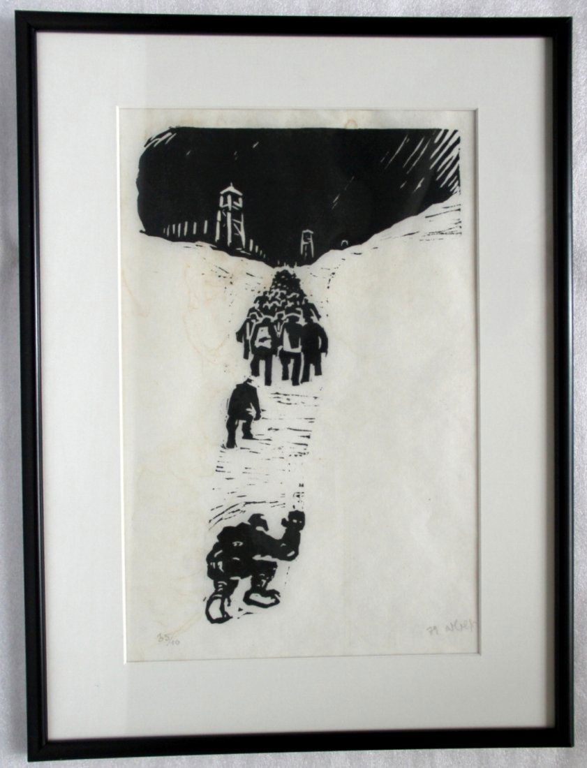 Russian Engraving: Soviet Gulag Prisoners, 1974, Signed (1 of 4)