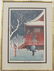 In the manner of Hasui: Red Temple in the Snow