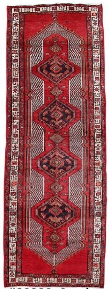 Persian Hamadan Hand Knotted Runner Rug 4x9 (1 of 6)