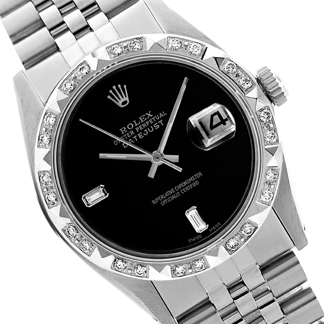 Rolex Men Oyster Perpetual Pyramid Diamond Bezel Watch (1 of 5)