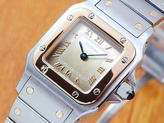 Cartier Santos 18K Gold & Stainless Steel Watch (1 of 5)