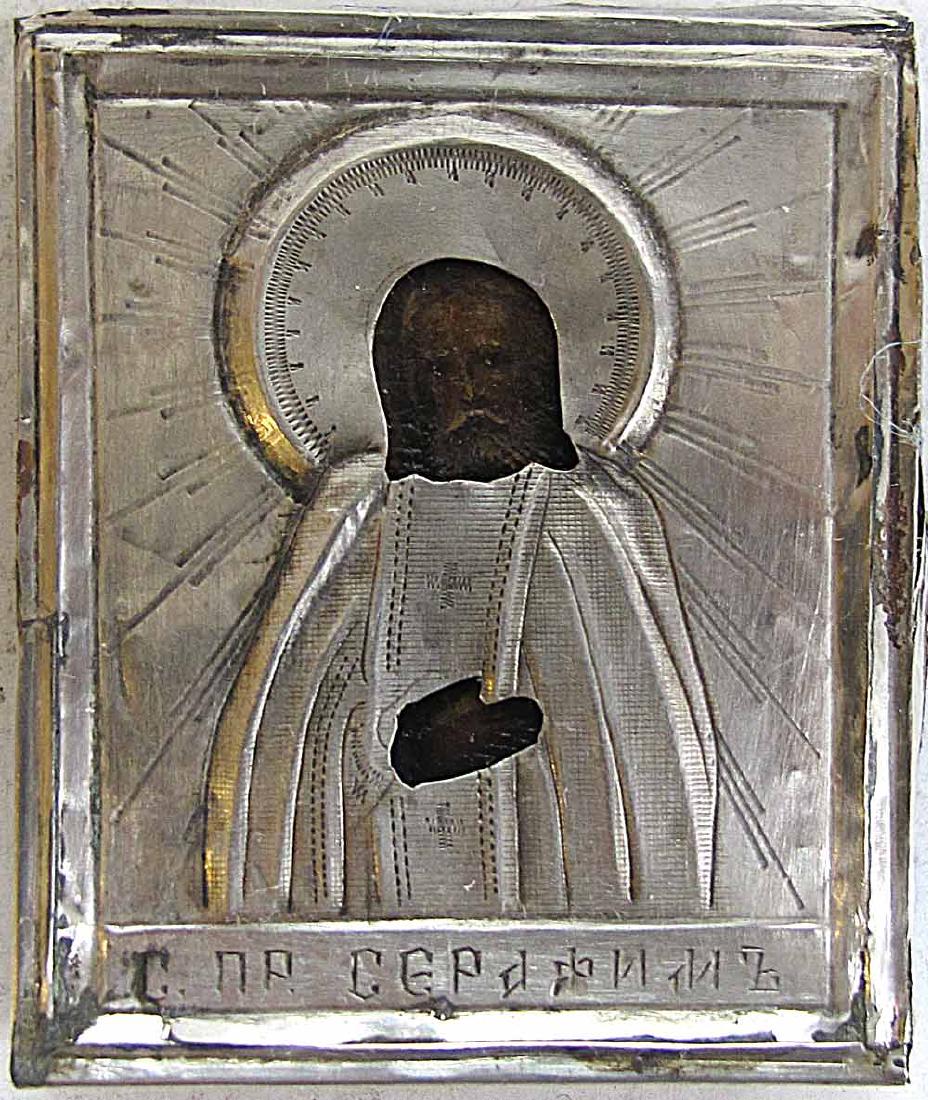 Saint Seraphim Sarovsky Silver Wood Russian Icon 1900 (1 of 4)