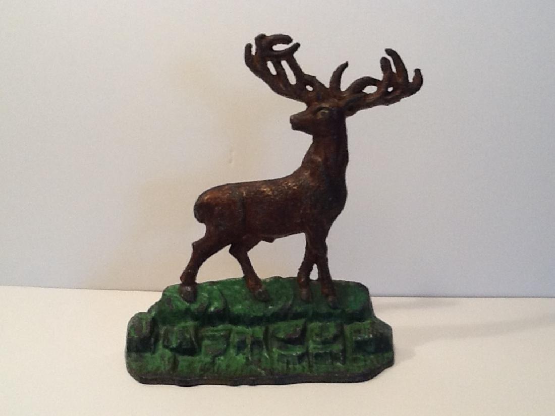 Cast Iron Painted Doorstop of Stag, c 1920 (1 of 2)