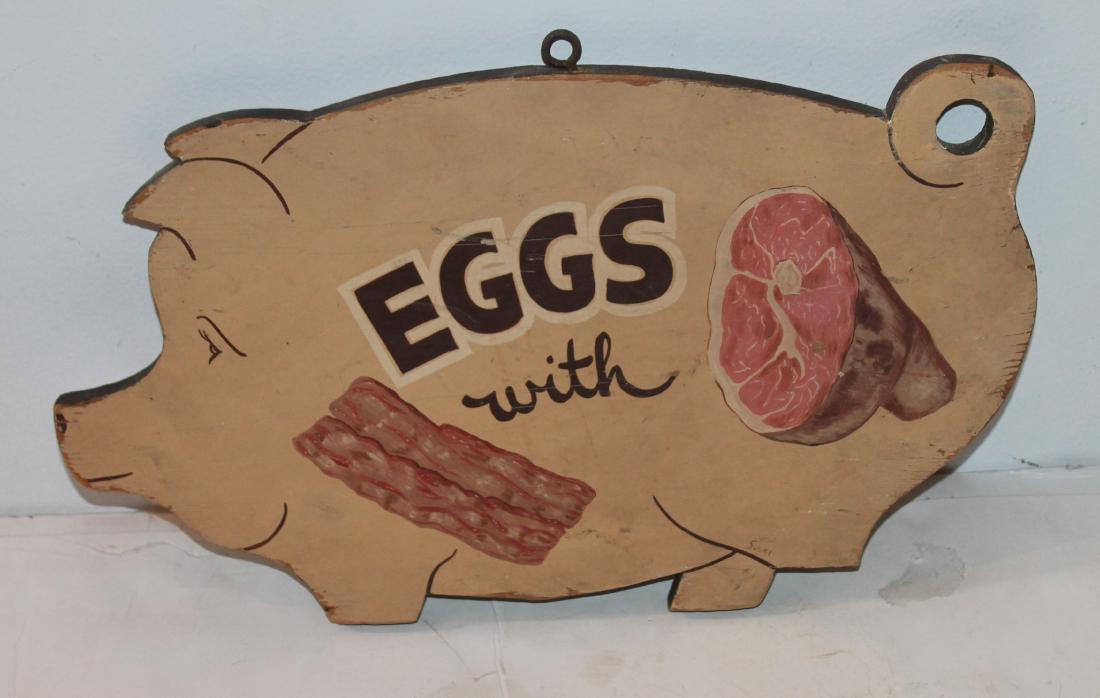 Double Sided Pig Trade Sign, c 1920 (1 of 4)