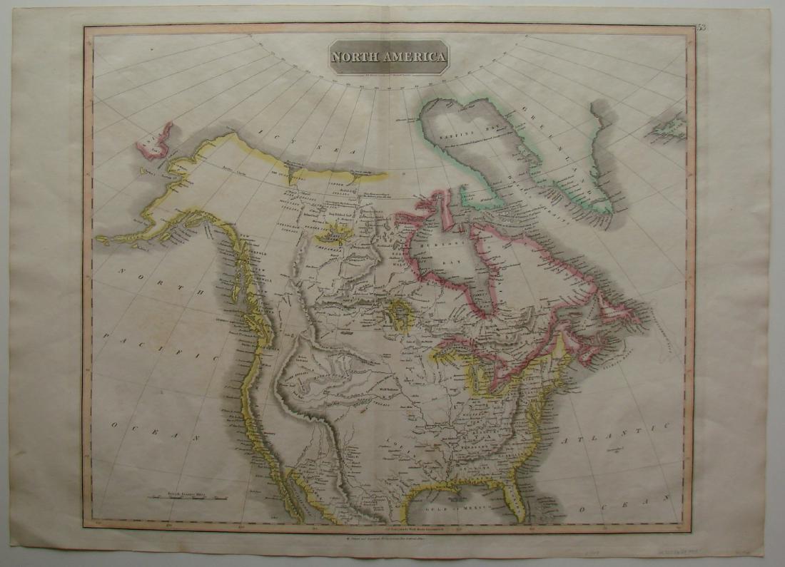 Thomson: North America, c 1825: Map: North America Maker/Publisher: John Thomson. New General Atlas Date: c. 1825 Medium: Copperplate engraving Description: This map of North America is from some time in the early to mid 1820s. Some