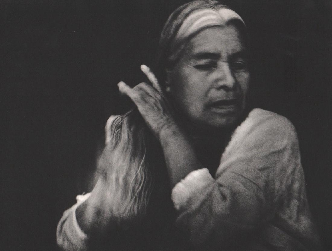 Nell Dorr: Brushing Her Hair, Oaxaca: Print Title: Brushing Her Hair, Oaxaca Artist: Nell Dorr Medium: Vintage Sheet-fed Gravure Printing Date: 1962 Printer: Photogravure and Color Company, USA Image Size: 13 x 10 inches Nell Dorr was an