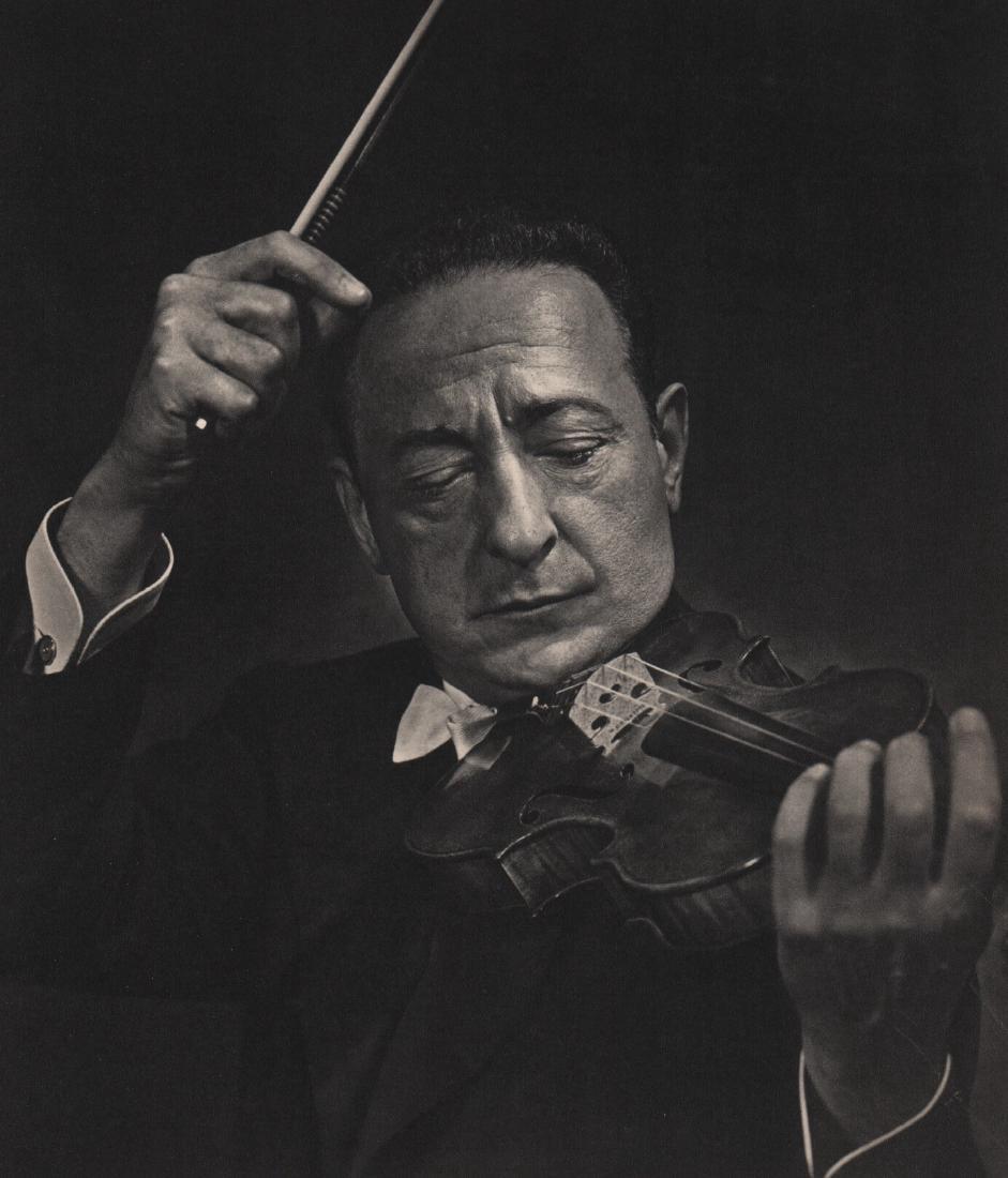 Yousuf Karsh: Jascha Heifetz: Print Title: Jascha Heifetz Artist: Yousuf Karsh Medium: Sheet-Fed Copperplate Gravure Printer: Enschede, Netherlands Printing Date: 1967 Image Size: 9 x 12 inches Yousuf Karsh (1908-2002) was an Arme