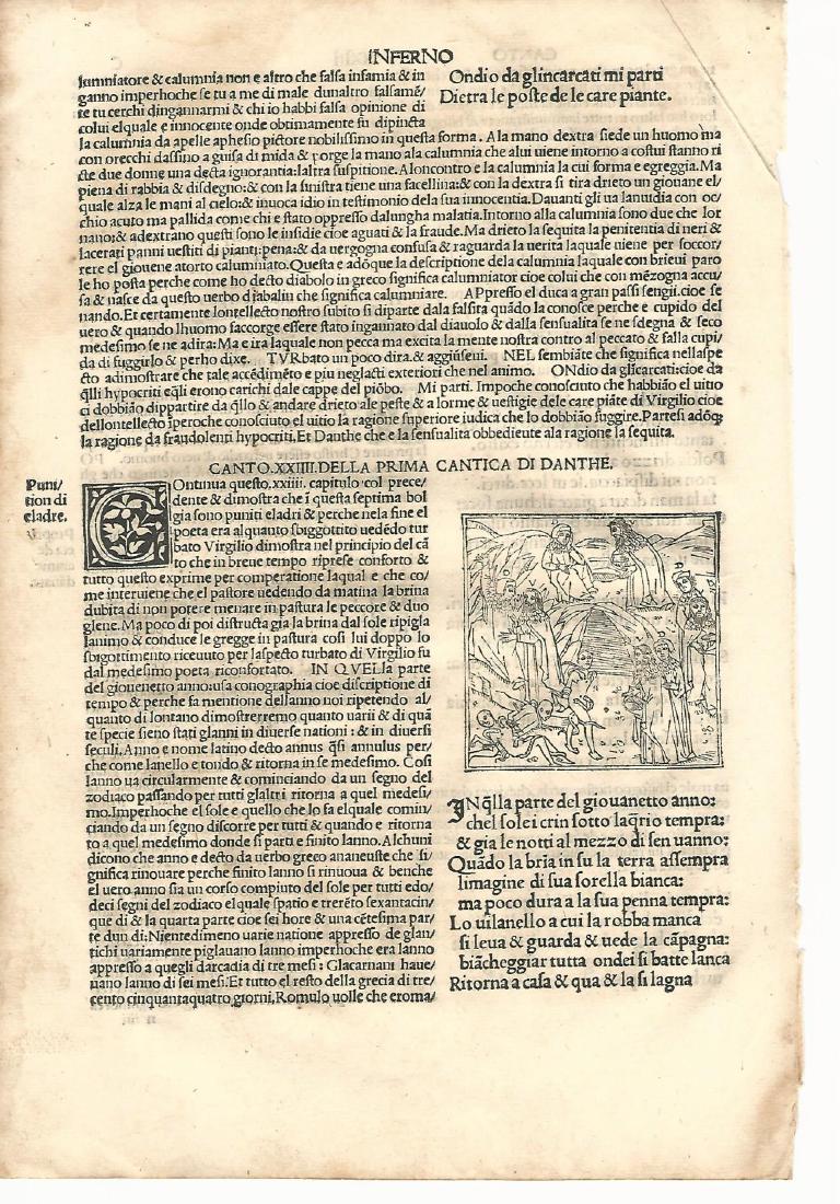 1507 Leaf Dante Inferno with Woodcut (1 of 2)