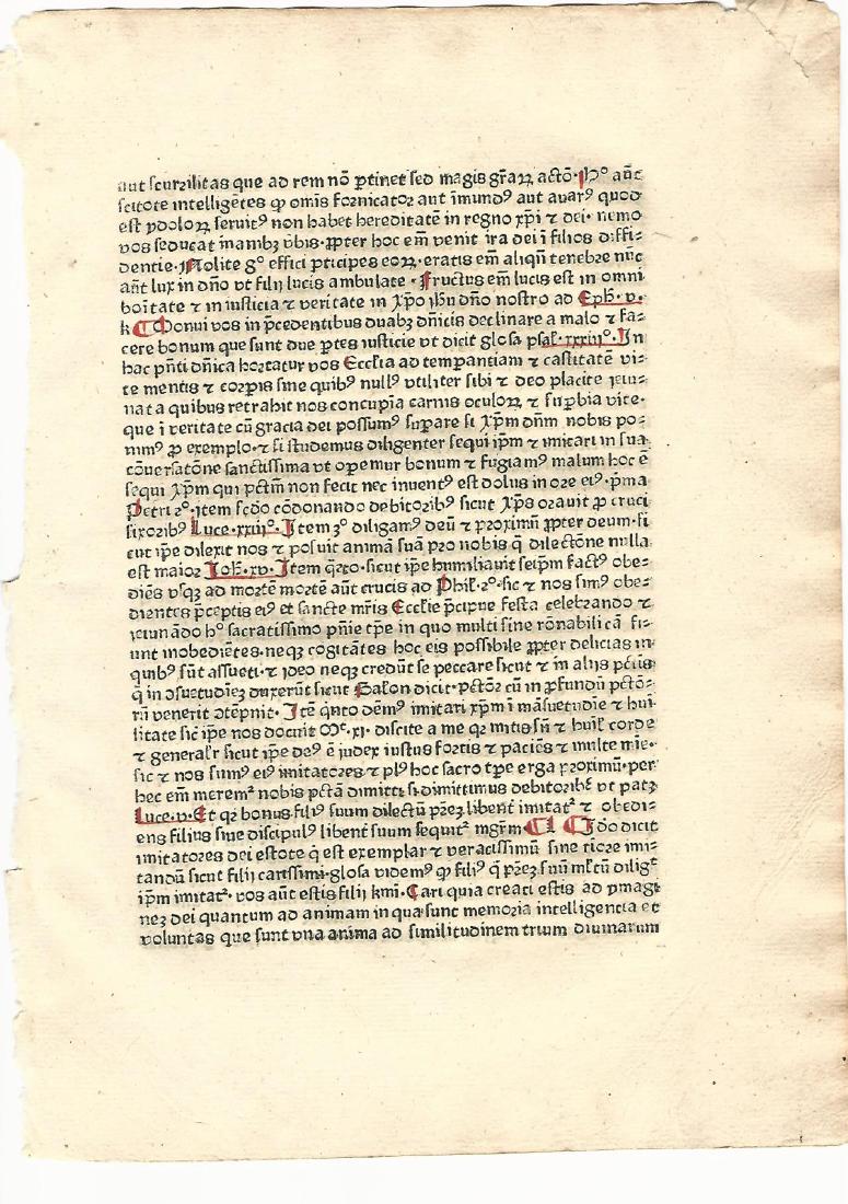 1478 Incunabula leaf “Sermones Dominicales…” (1 of 2)