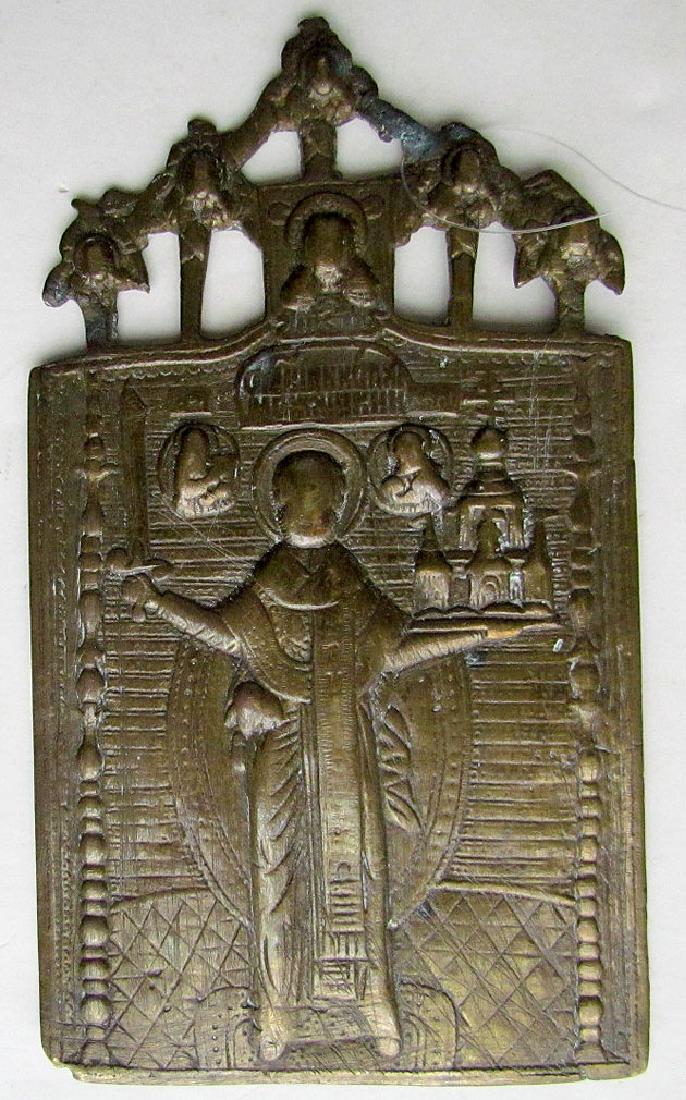 Antique Russian Bronze St Nicholas Icon, 1800s (1 of 2)
