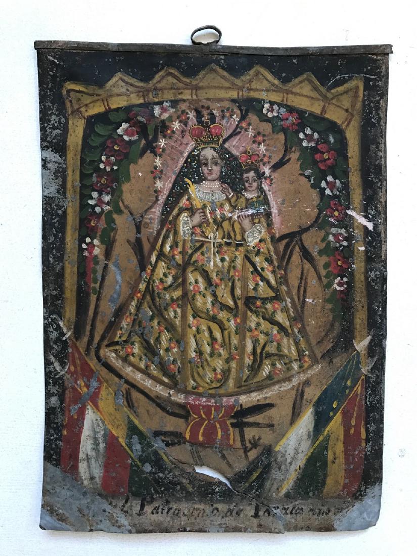 Madonna with Child Peruvian Icon, 19th C (1 of 2)
