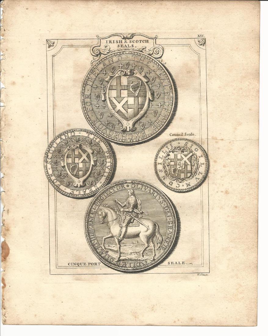 Vertue: Seals Ireland and Scotland, 1753: Print: Engraving Seals Ireland and Scotland Artist: George Vertue Date: 1753 Medium: Engraving Size: 9 x 11 inches No Reserve: This lot starts at $1 and has no reserve as a courtesy so that collectors