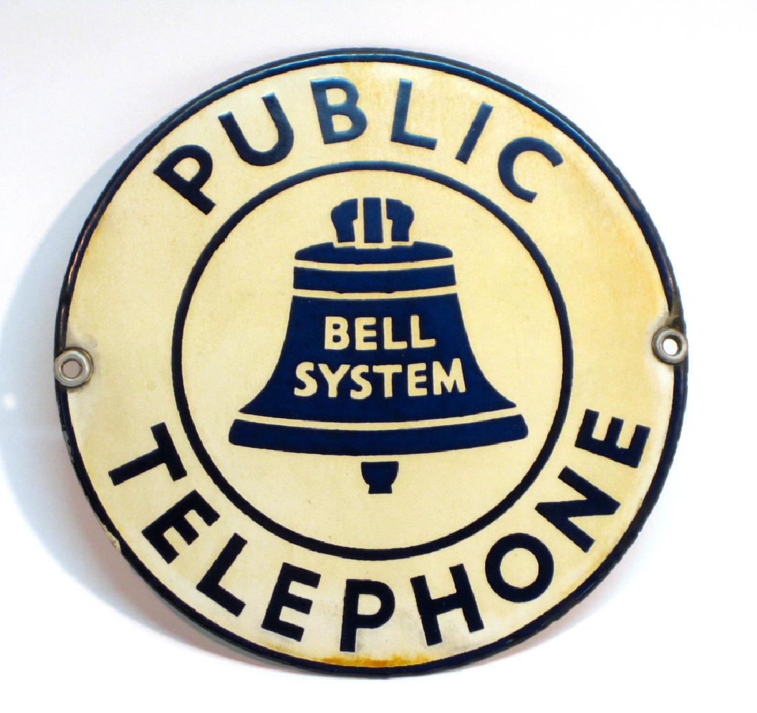 Bell Telephone Co. Art Deco Porcelain Sign (1 of 2)