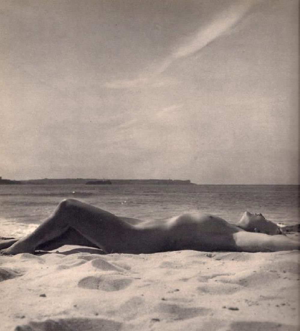 Pierre Boucher: Nude on the Sand: Print Title: Nude on the Sand Artist: Pierre Boucher Medium: Vintage Sheet-Fed Gravure Printing Date: 1935 Printer: La Neogravure, France Image Size: 9 x 9 inches No Reserve: This lot starts at $1 and