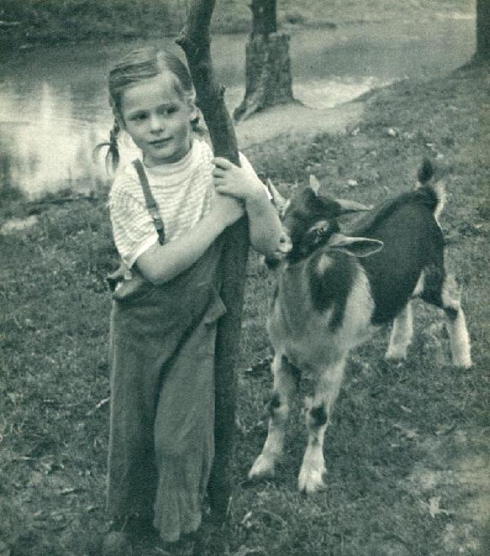 Fred Chafee: Girl and Goat: Print Title: Girl and Goat Artist: Fred Chafee Printing Date: 1935 Medium: Vintage Sheet-fed Copperplate Gravure Printer: Beck Engraving Co. Image Size: 8 x 9.5 inches No Reserve: This lot starts at $