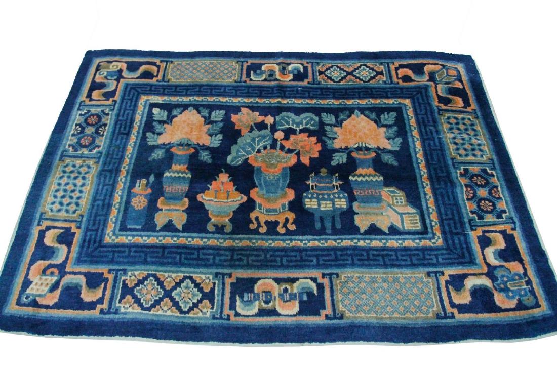 Antique Handmade Chinese Ningxia Rug 4.10x7.6 (1 of 4)
