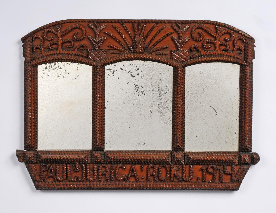 Triptych Tramp Art Mirror, 1914 (1 of 5)