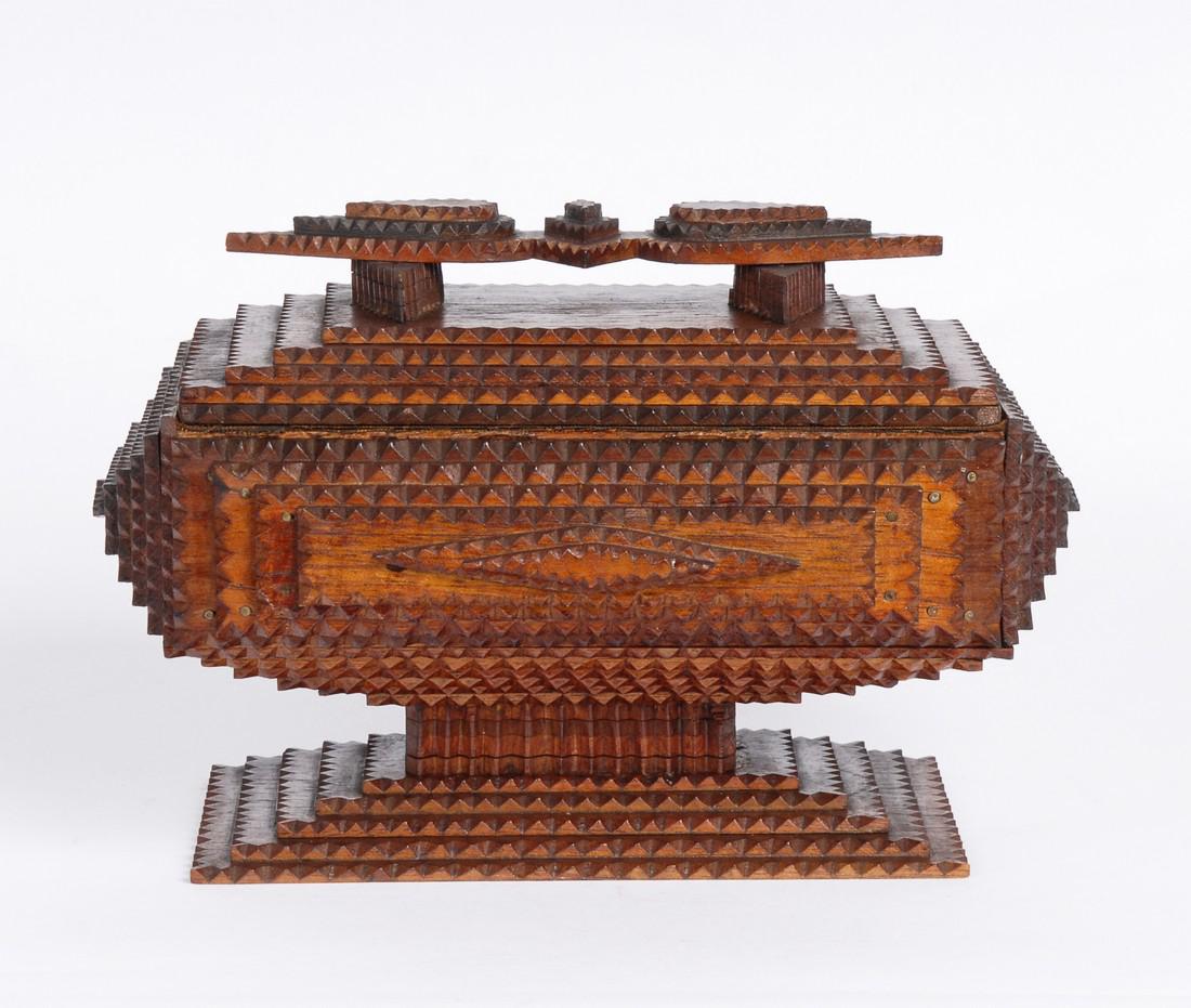 Tramp Art Pedestal Box, c 1900 (1 of 8)