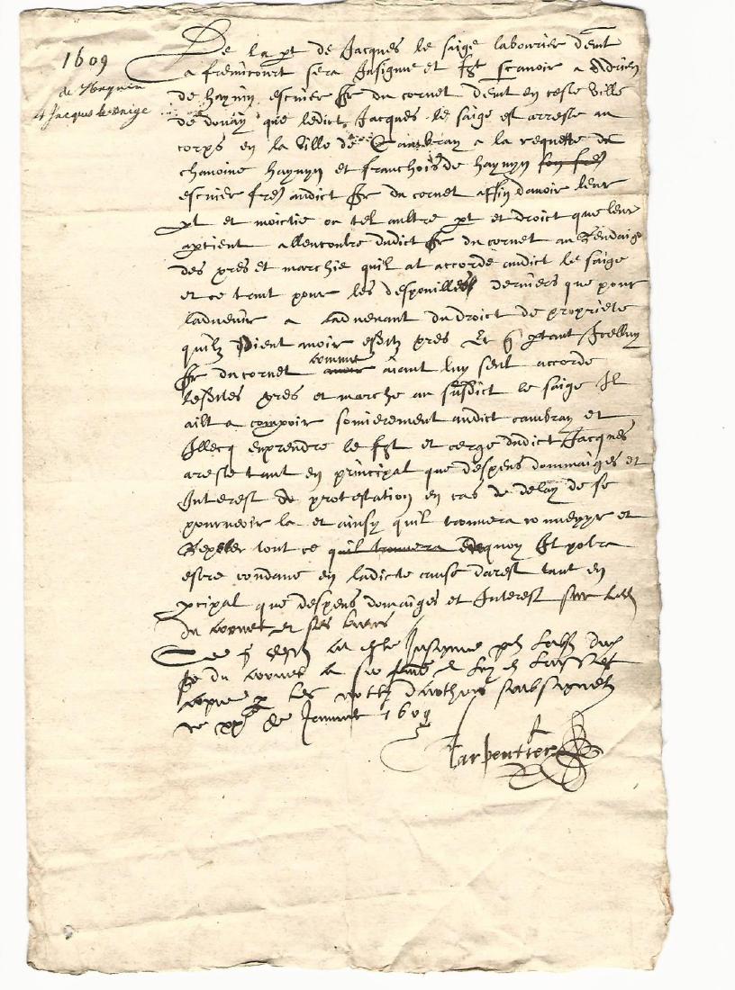 French Legal Manuscript, 1609 - Signed (1 of 1)