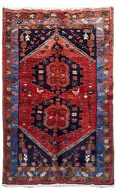 Hand-Knotted Hamadan Persian Rug 4.4x7.1 (1 of 6)