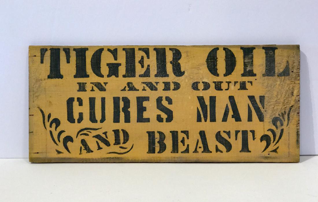 Cure All Potion Tiger Oil General Store Sign, 1900 (1 of 2)