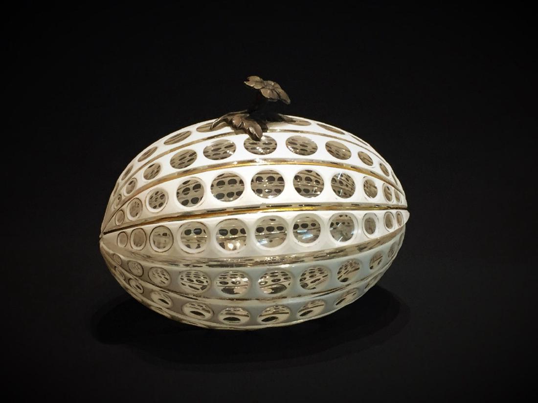Venetian Crystal Gilt Enamel Egg Shape Jewelry Jar 1920 (1 of 5)